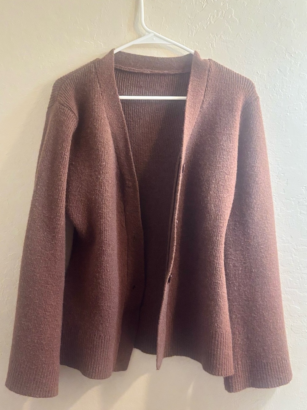 Women's Open Front Brown Knit Sweater Cardigan